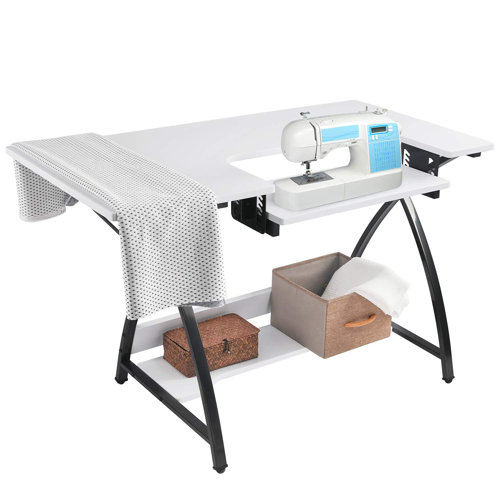 Pirecart 45.7'' x 23.6'' Sewing Table with Sewing Machine Platform